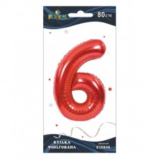 Кулька повітряна фольгована Цифра-6 80 см червона (1) 830846 Pelican
