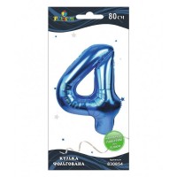 Кулька повітряна фольгована Цифра-4 80 см синя (1) (5) (20) 830854 Pelican
