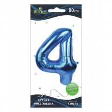 Кулька повітряна фольгована Цифра-4 80 см синя (1) (5) (20) 830854 Pelican