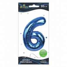 Кулька повітряна фольгована Цифра-6 80 см синя (1) (5) (20) 830856 Pelican