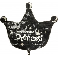 Кулька повітряна фігура фольгована Корона. Princess чорна  