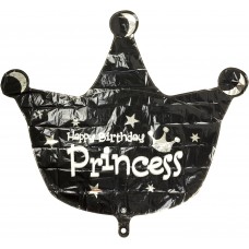 Кулька повітряна фігура фольгована Корона. Princess чорна  