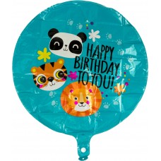 Кулька повітряна фольгована кругла Happy Birthday To you Тваринки (50) YX061  