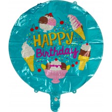 Кулька повітряна фольгована кругла Happy Birthday Морозиво (50) B0751  