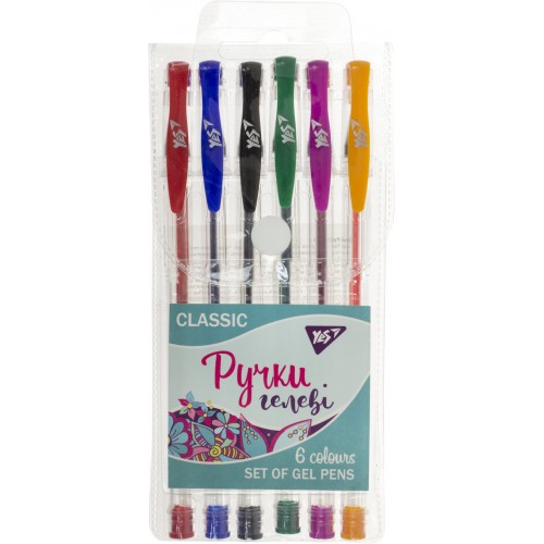 Набор ручек гелевых Yes Classic 6 цветов (10) (200) 420371