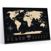  Плакат-скетч карта мира Travel Map Black World
