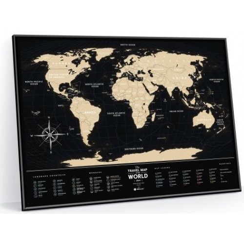  Плакат-скетч карта світу Travel Map Black World