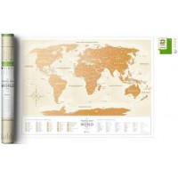 Плакат-скетч карта світу Travel Map Gold World в тубусі українською  
