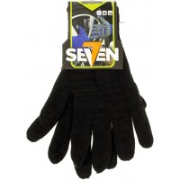 Перчатки трикотажные Seven черные без ПВХ двойные точки (5) 7116б/69382