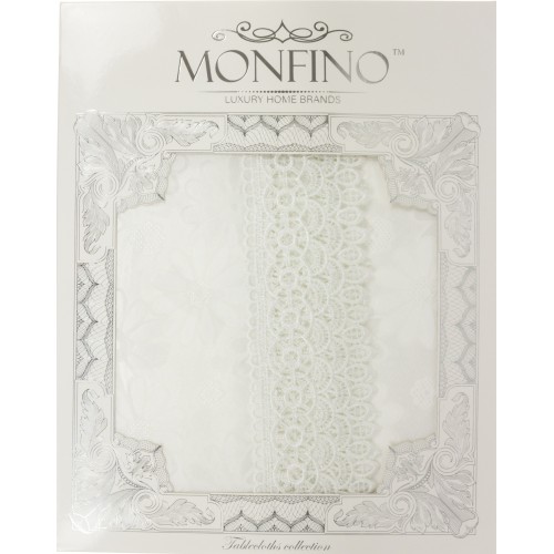 Скатертина синтетична білі мережива 160 х220 см (20) KDK191-A / 5137