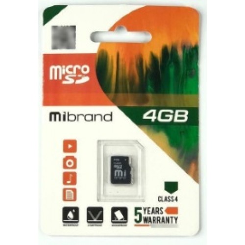 Карта памяти 4Gb Micro-SDHC Mibrand class4 0071