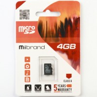 Карта памяти 4Gb Micro-SDHC Mibrand class6 0095