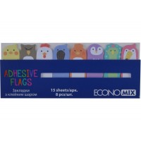 Стікери-закладки паперові Economix Fun Birds 15 Х48 мм 120 шт 8 кольорів (48) E20964