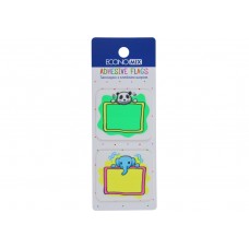 Стикеры-закладки пластиковые Economix  Panda & elephant 40 х45 мм 40 шт ассорти (48) E20966-01
