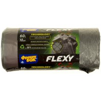 Пакеты мусорные с затяжкой ФБ Flexy LD 60 л 10 шт графит 9482