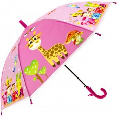 Зонт детский трость автомат Economix Jolly Zoo розовый (25) E98426