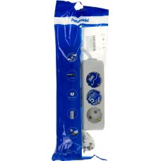 Подовжувач Panasonic 3 гнізда 5м, заземлення, захисні шторки, сірий B04352GR-UA