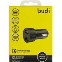 Зарядное устройство автомобильное Budi быстрая зарядка 2.4A 2USB black Breidon №M8J622Q