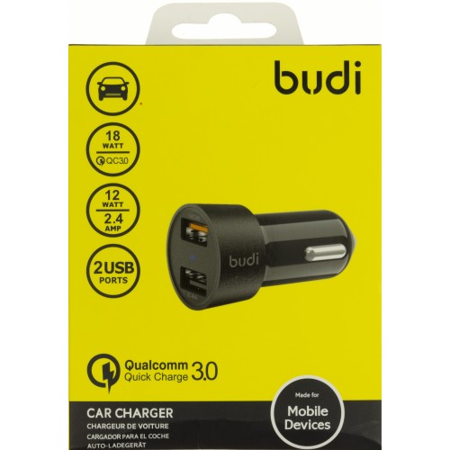 Зарядний пристрій автомобільний Budi швидка зарядка 2.4A 2USB black Breidon №M8J622Q  
