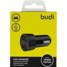 Зарядное устройство автомобильное Budi 17W 3.4A 2USB black Breidon CC622BS