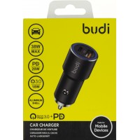 Зарядний пристрій авто Budi CC628TQB швидка зарядка 1USB+Type-C 38W black/Breidon/