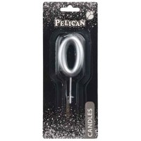 Свічка в торт Цифра-0 срібло 4,5см Pelican (1) (100) (800) 864520 