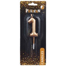 Свічка в торт Цифра-1 золото 4,5см Pelican (1) (100) (800) 864511 