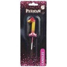 Свічка в торт Цифра-1 райдужна 4,5см Pelican (1) (100) (800) 864561 
