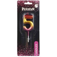 Свічка в торт Цифра-5 райдужна 4,5см Pelican (1) (100) (800) 864565
