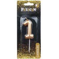 Свічка в торт Цифра-1 золото 6см Pelican (1) (12) (600) 866011 
