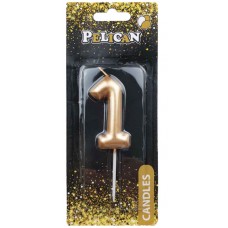 Свічка в торт Цифра-1 золото 6см Pelican (1) (12) (600) 866011 