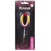 Свеча в торт Цифра-0 радужная 6см Pelican (1) (12) (600) 866060 