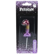Свічка в торт Цифра-1 райдужна 6см Pelican (1) (12) (600) 866061 