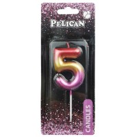 Свічка в торт Цифра-5 райдужна 6см Pelican (1) (12) (600) 866065 