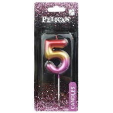 Свічка в торт Цифра-5 райдужна 6см Pelican (1) (12) (600) 866065 