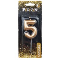 Свеча в торт Цифра-5 золото 4,5см Pelican (1) (100) (800) 864515 
