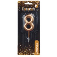 Свічка в торт Цифра-8 золото 4,5см Pelican (1) (100) (800) 864518 