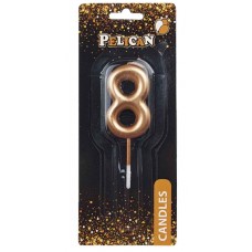 Свічка в торт Цифра-8 золото 4,5см Pelican (1) (100) (800) 864518 