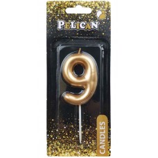 Свічка в торт Цифра-9 золото 4,5см Pelican (1) (100) (800) 864519 
