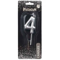 Свічка в торт Цифра-4 срібло 4,5см Pelican (1) (100) (800) 864524 