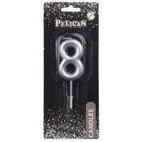 Свеча в торт Цифра-8 серебро 4,5см Pelican (1) (100) (800) 864528 