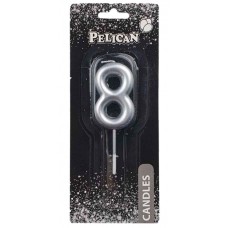 Свічка в торт Цифра-8 срібло 4,5см Pelican (1) (100) (800) 864528 