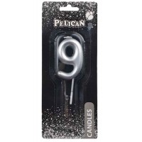 Свічка в торт Цифра-9 срібло 4,5см Pelican (1) (100) (800) 864529 