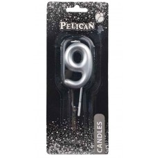 Свічка в торт Цифра-9 срібло 4,5см Pelican (1) (100) (800) 864529 