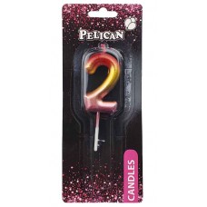 Свічка в торт Цифра-2 райдужна 4,5см Pelican (1) (100) (800) 864562 