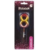 Свічка в торт Цифра-8 райдужна 4,5см Pelican (1) (100) (800) 864568 