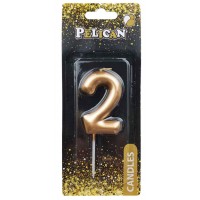 Свеча в торт Цифра-2 золото 6см Pelican (1) (12) (600) 866012 
