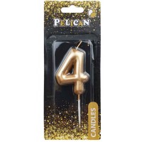 Свеча в торт Цифра-4 золото 6см Pelican (1) (12) (600) 866014 