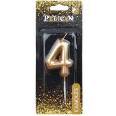 Свічка в торт Цифра-4 золото 6см Pelican (1) (12) (600) 866014 