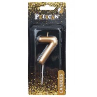Свеча в торт Цифра-7 золото 6см Pelican (1) (12) (600) 866017 
